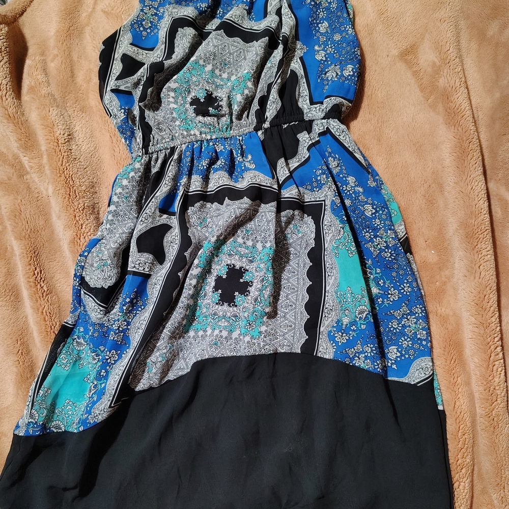 Sweet Storm Strapless Dress in Blue and Black